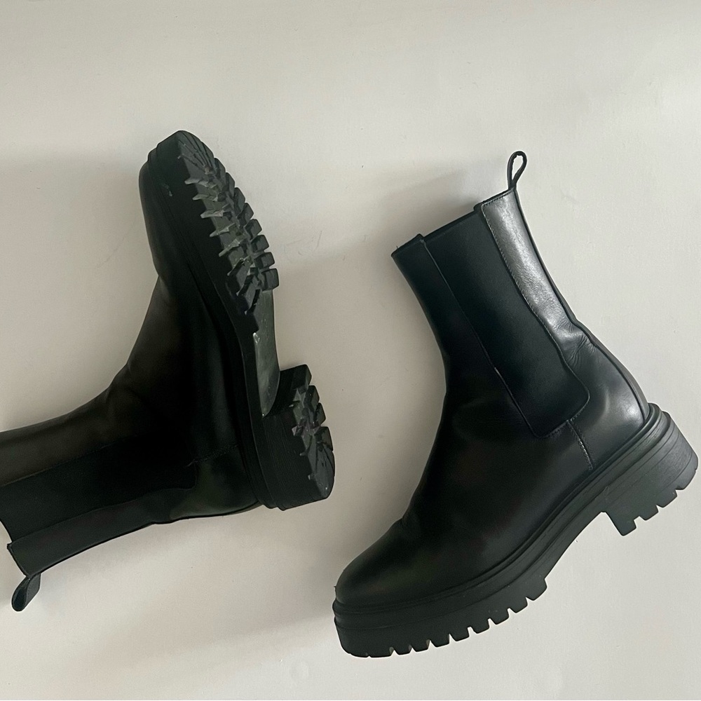 Ba&sh Leather Chelsea Boots in Black Size 37 - Picture 5 of 7